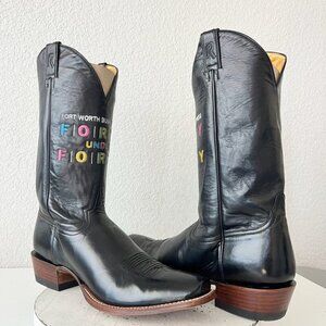 NEW Rod Patrick Mens Cowboy Boots 15.5AAAA Black Calf Leather Western Blunt Toe